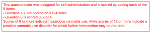 The Cannabis Use Disorder Identification Test – Revised (CUDIT-R)